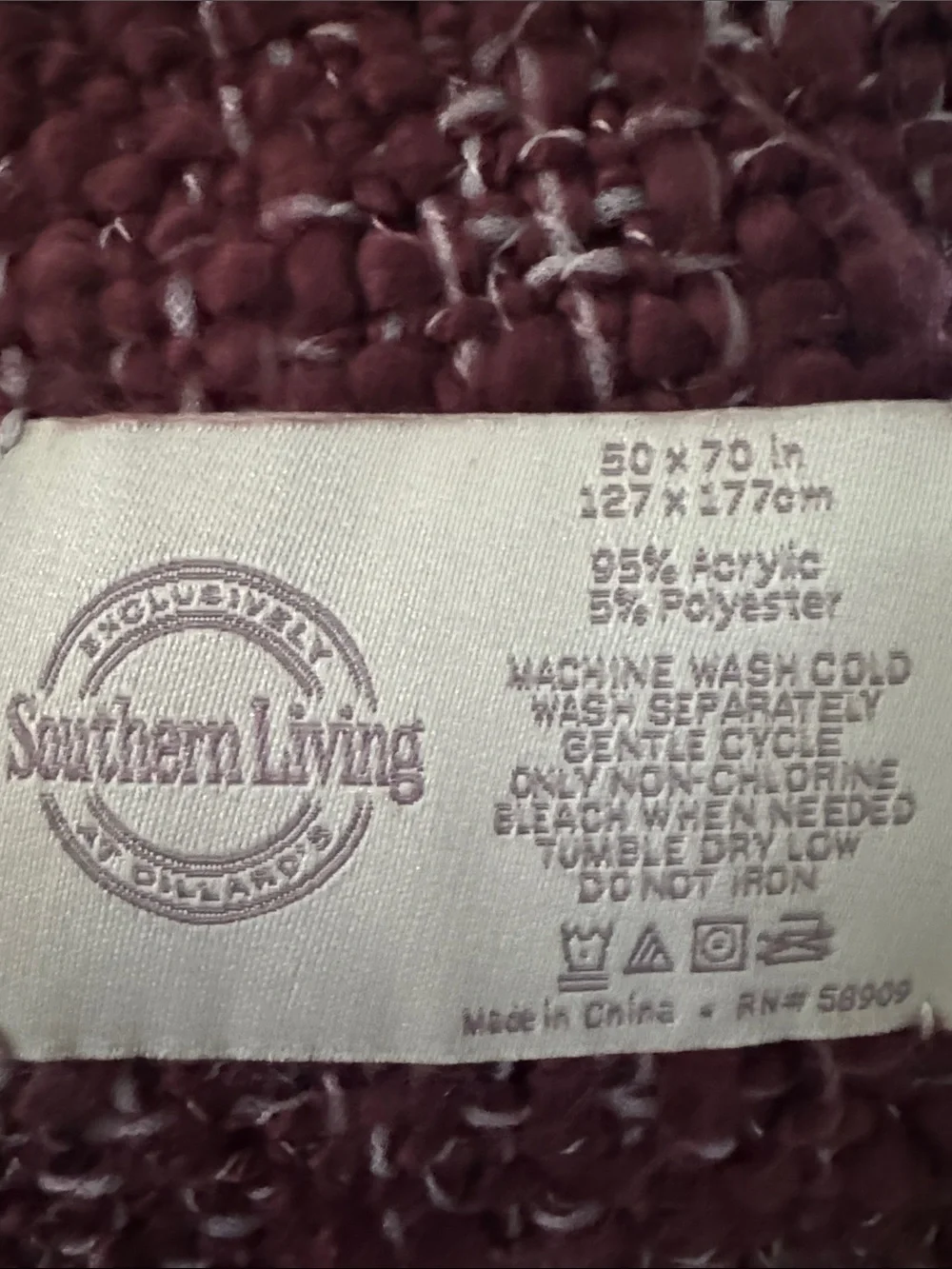Southern Living Marled Plum and White Knit Throw